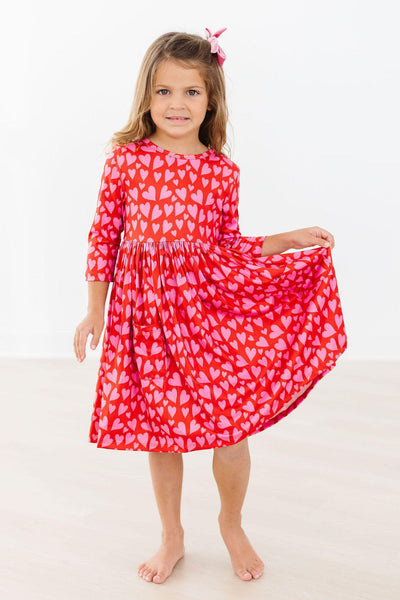 Mila & Rose:  Hearts & Hugs 3/4 Sleeve Pocket Twirl Dress