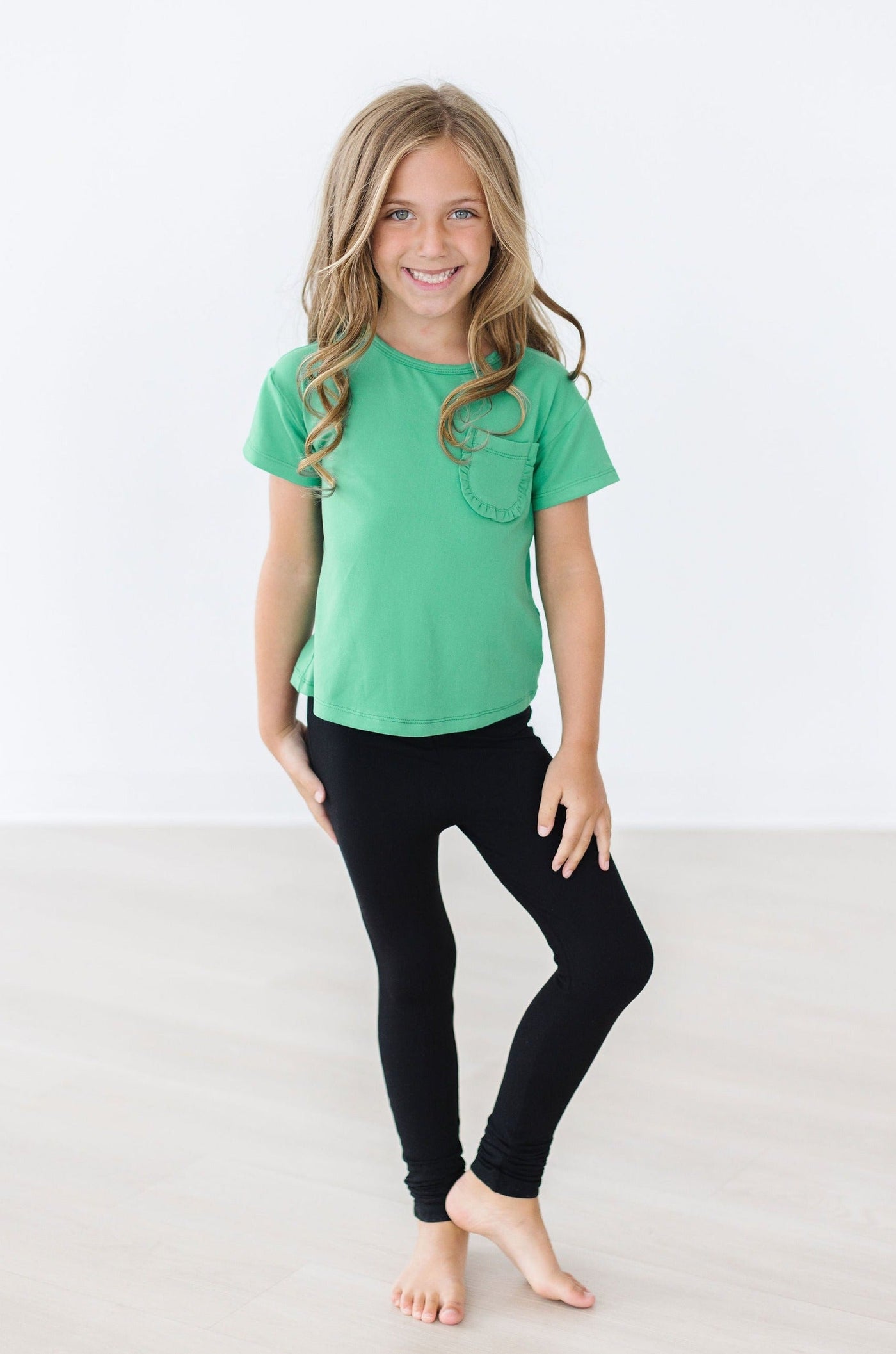 Mila & Rose:  Kelly Green Ruffle Pocket Tee