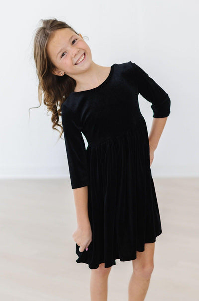 Mila & Rose:  Black Velvet Twirl Dress