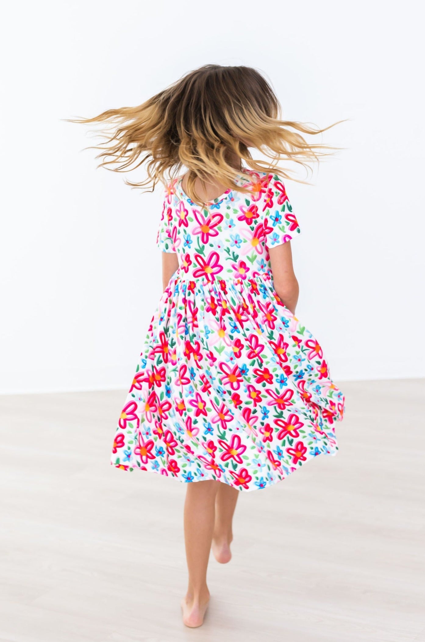 Mila & Rose:  Neon Floral S/S Pocket Twirl Dress