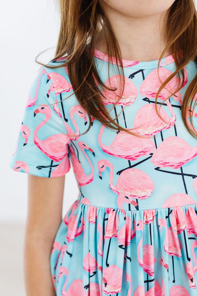 Mila & Rose:  Pretty in Pink Flamingos S/S Pocket Twirl Dress