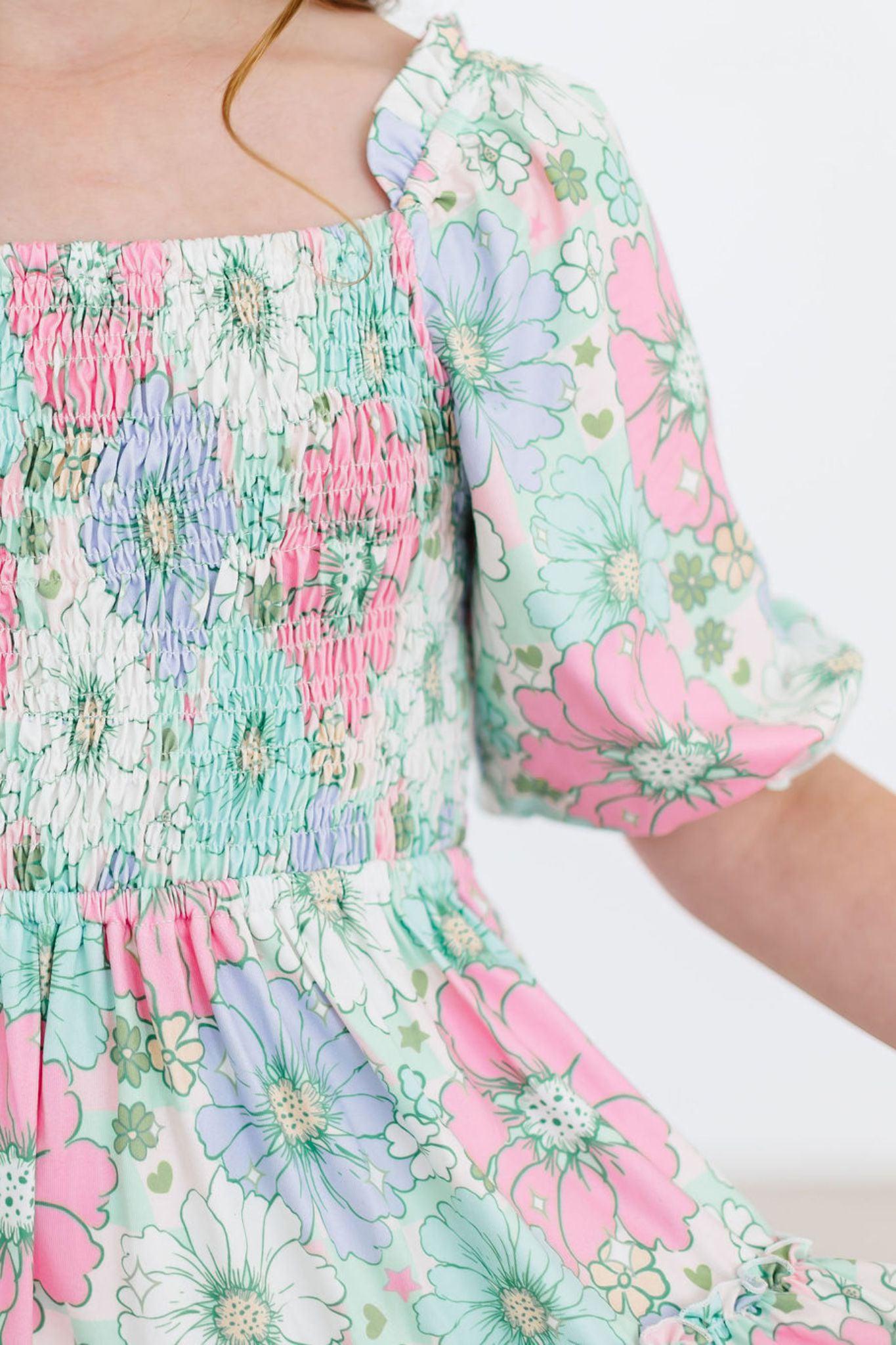 Mila & Rose:  Minty Meadow Smocked Ruffle Dress