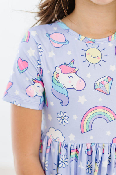 Mila & Rose:  Galactic Unicorns S/S Pocket Twirl Dress