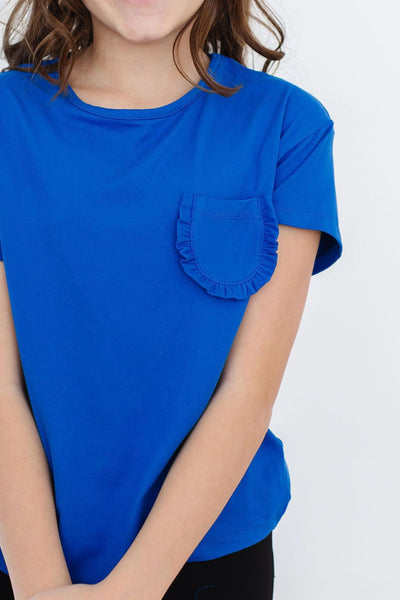 Mila & Rose:  Royal Blue Ruffle Pocket Tee