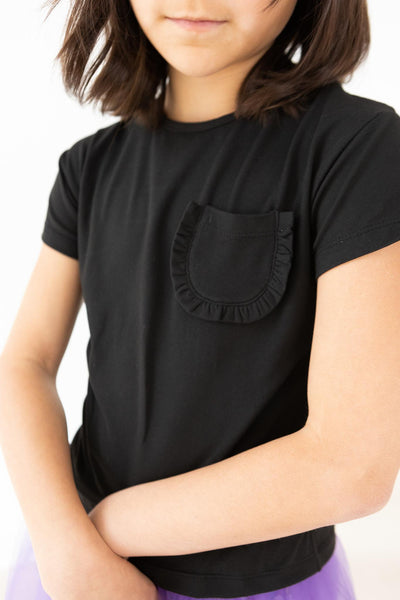 Mila & Rose:  Black Ruffle Pocket Tee