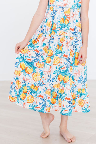 Mila & Rose:  Tropical Summer Ruffle Maxi Dress