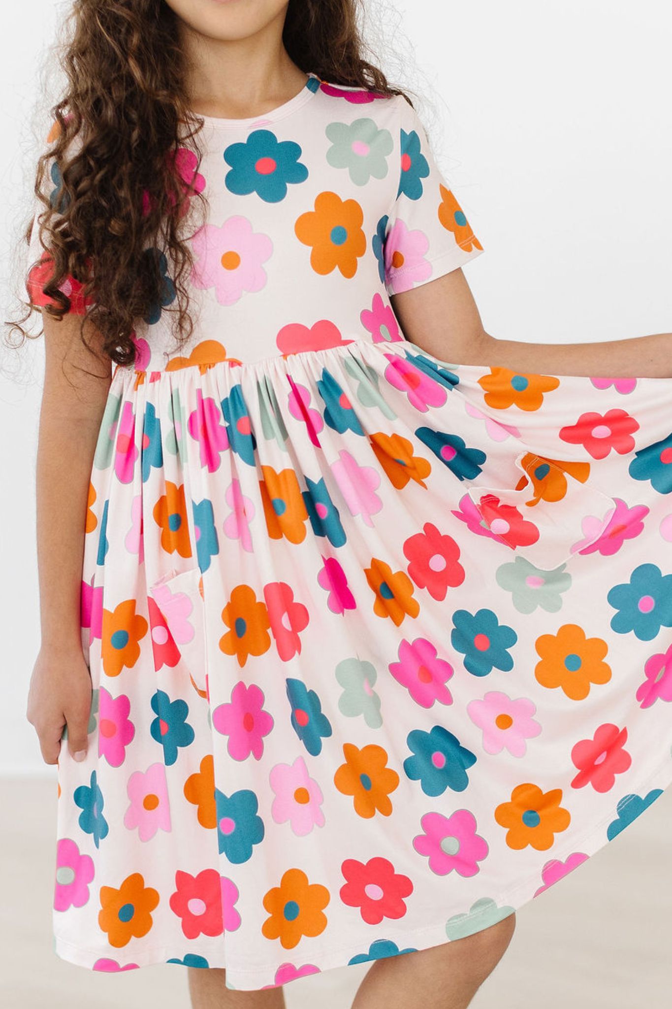 Mila & Rose:  Retro Floral S/S Pocket Twirl Dress