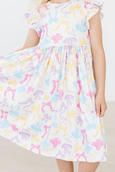 Mila & Rose:  Bow-tastic Flutter Sleeve Twirl Dress