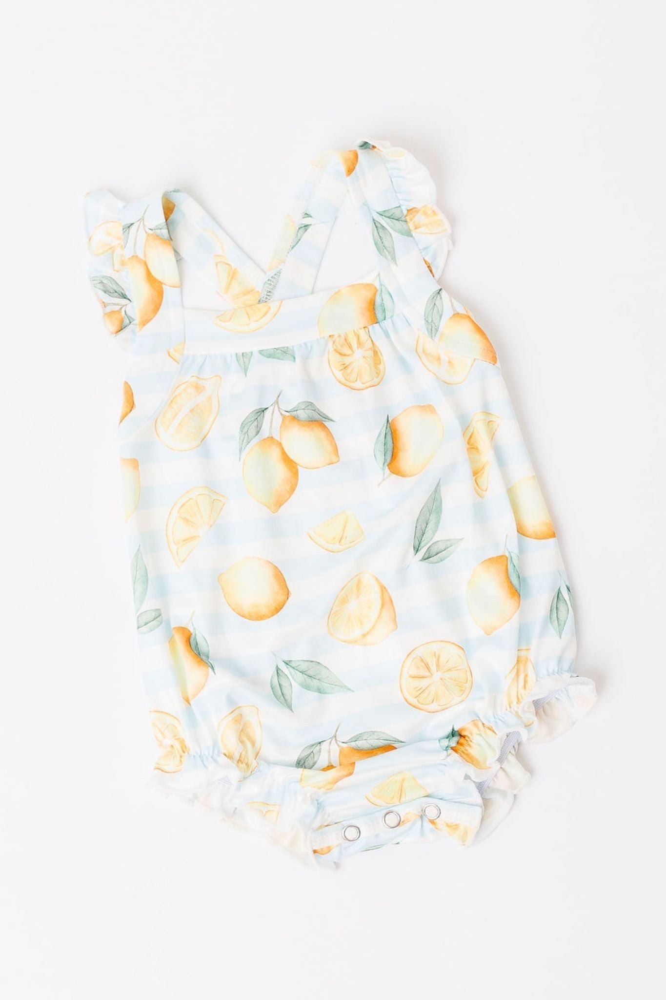 Mila & Rose:  Lovely Lemons Ruffle Cross Back Romper