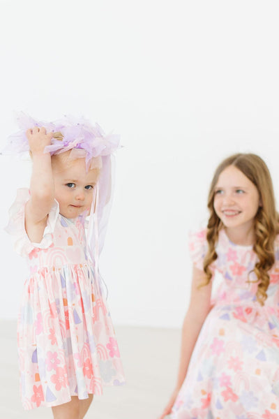 Mila & Rose:  Castles & Rainbows Flutter Sleeve Twirl Dress