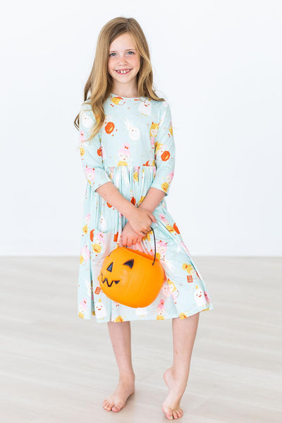 Mila & Rose:  Ghouls Just Want to Have Fun 3/4 Sleeve Pocket Twirl Dress