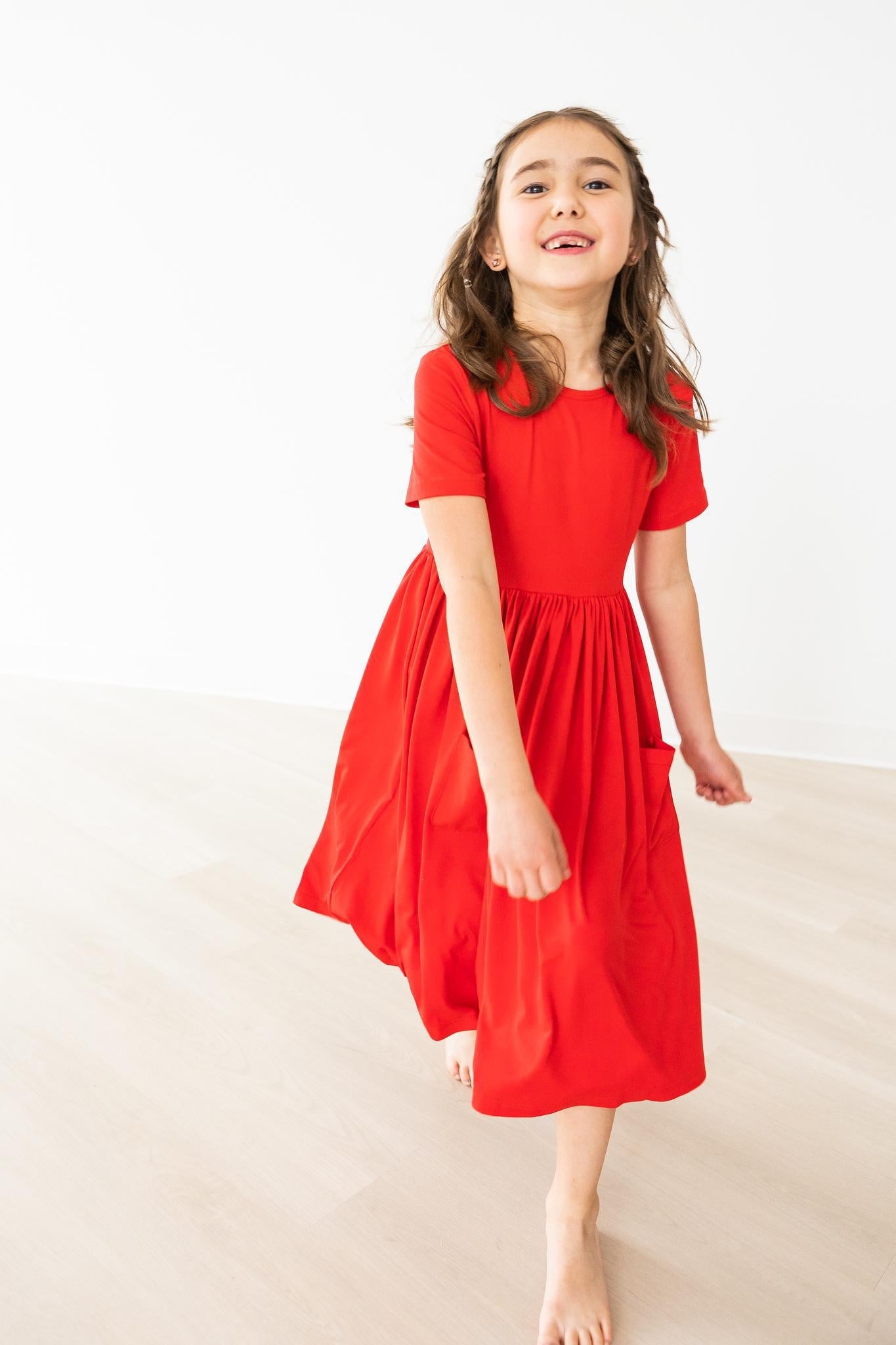 Mila & Rose:  Red S/S Pocket Twirl Dress