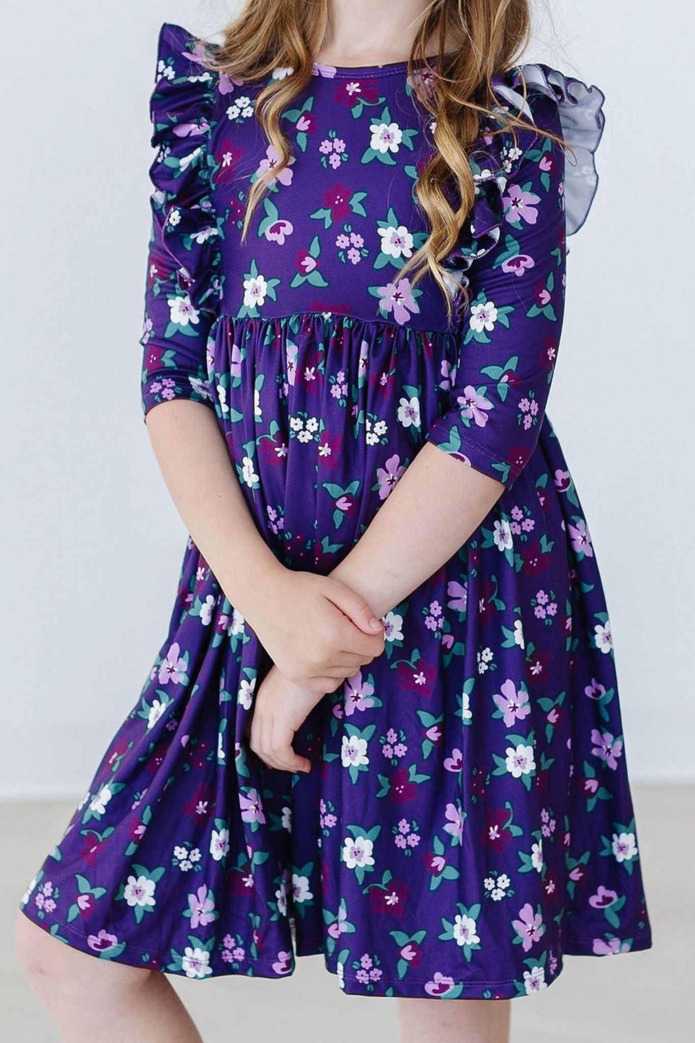 Mila & Rose:  Violets in Bloom Ruffle Twirl Dress