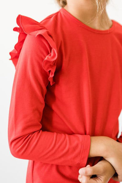 Mila & Rose:  Red L/S Ruffle Tee