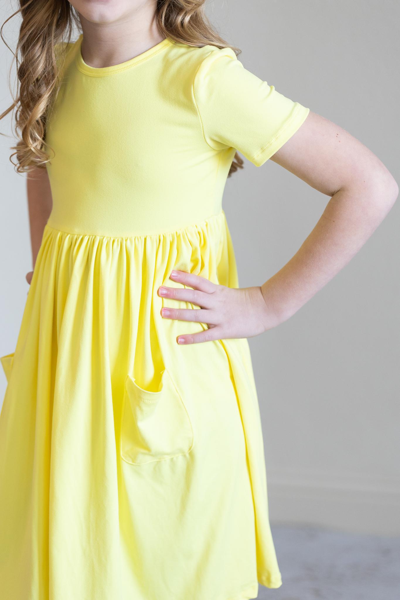 Mila & Rose:  Yellow S/S Pocket Twirl Dress