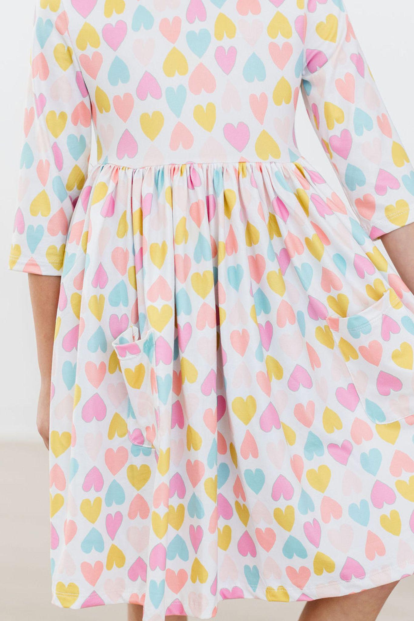 Mila & Rose:  Sweetheart 3/4 Sleeve Pocket Twirl Dress