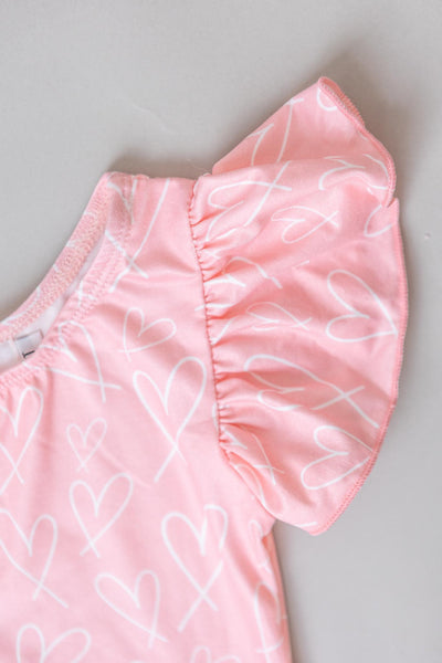 Mila & Rose:  Feeling Pink S/S Flutter Sleeve Leotard