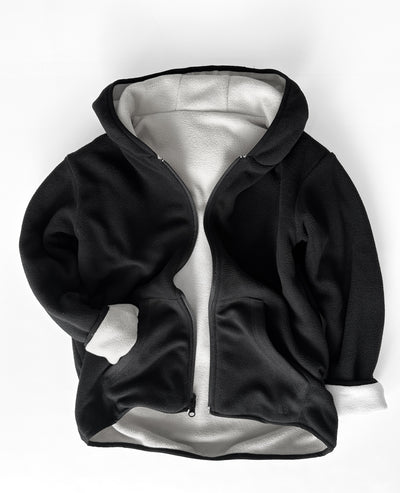 Little Bipsy Reversible Fleece Zip Hoodie: Black