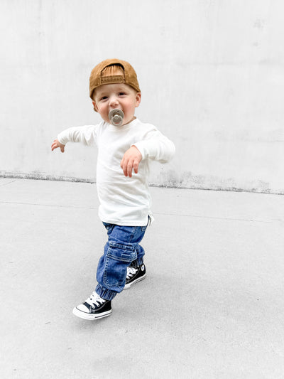 Little Bipsy Cargo Joggers: Classic Denim Wash