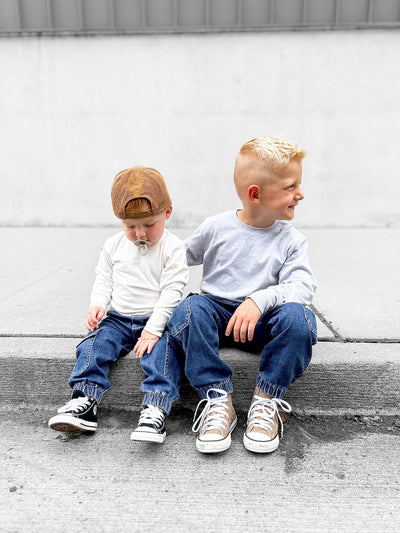 Little Bipsy Cargo Joggers: Classic Denim Wash