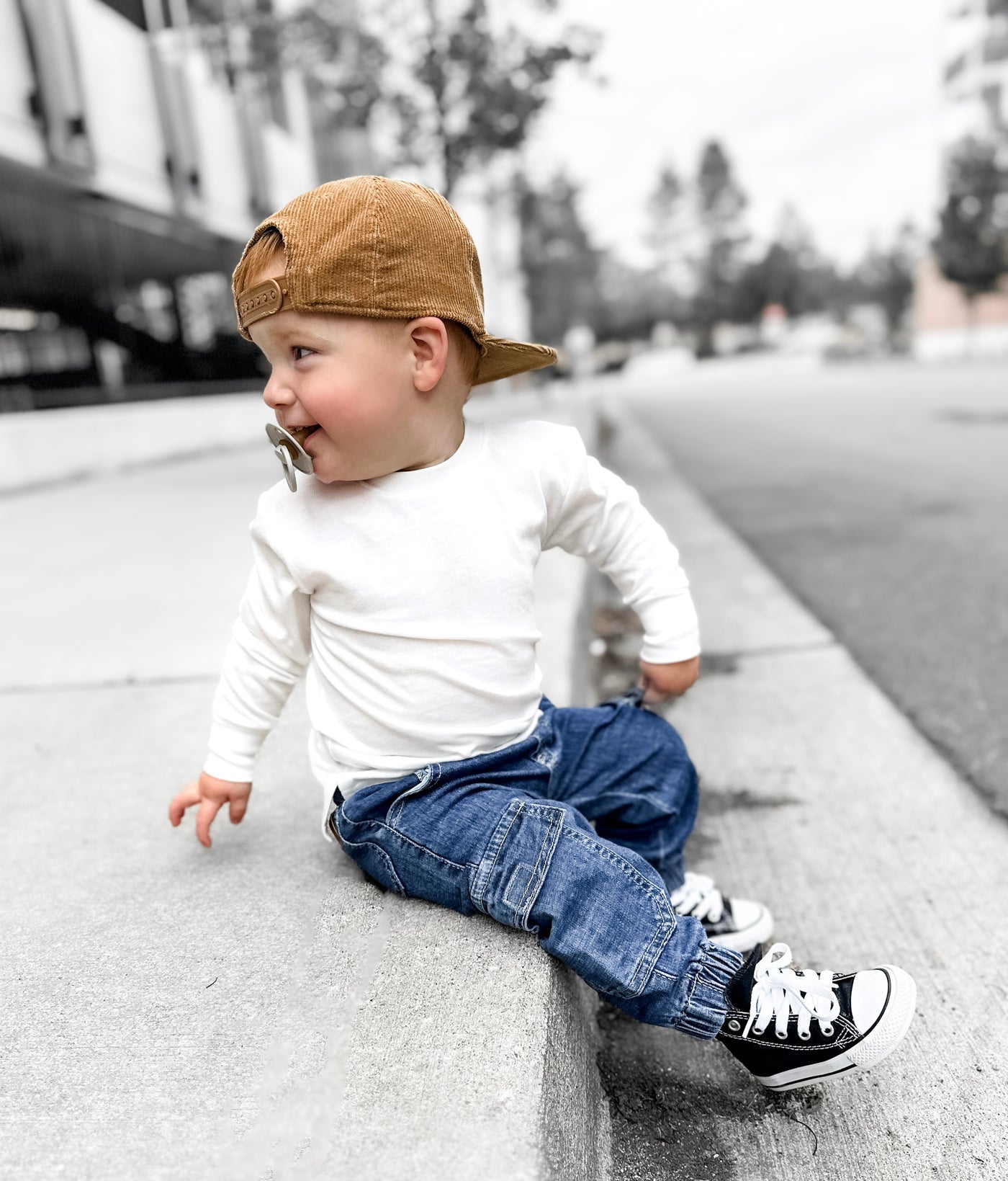 Little Bipsy Cargo Joggers: Classic Denim Wash