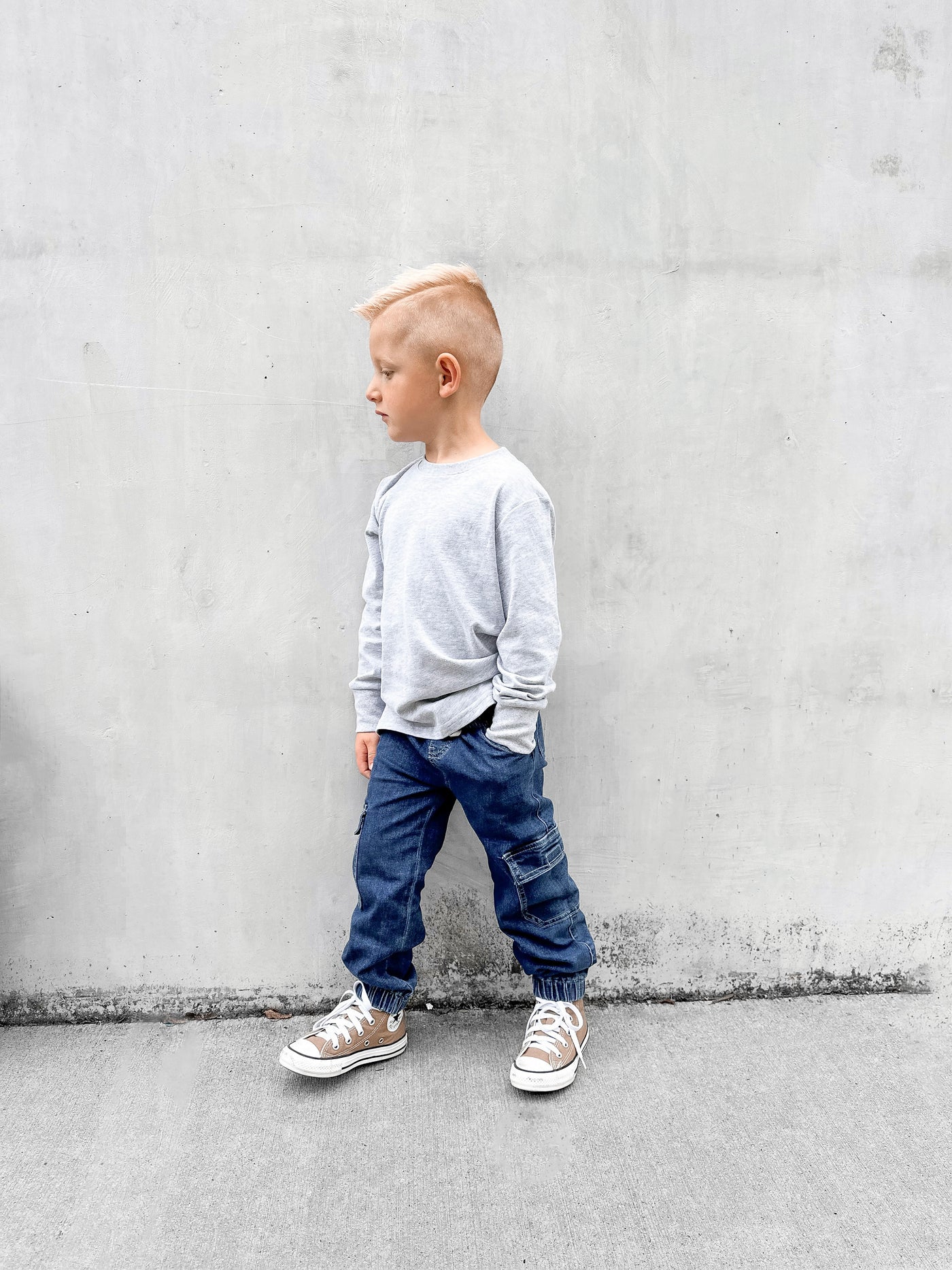 Little Bipsy Cargo Joggers: Classic Denim Wash