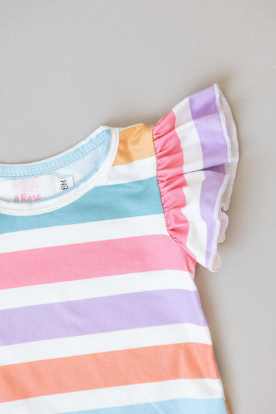 Mila & Rose:  Spring Stripes S/S Flutter Bodysuit