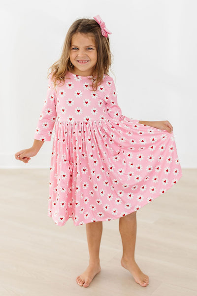 Mila & Rose:  Daisy Delight 3/4 Sleeve Pocket Twirl Dress