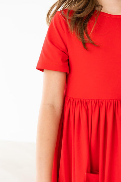 Mila & Rose:  Red S/S Pocket Twirl Dress