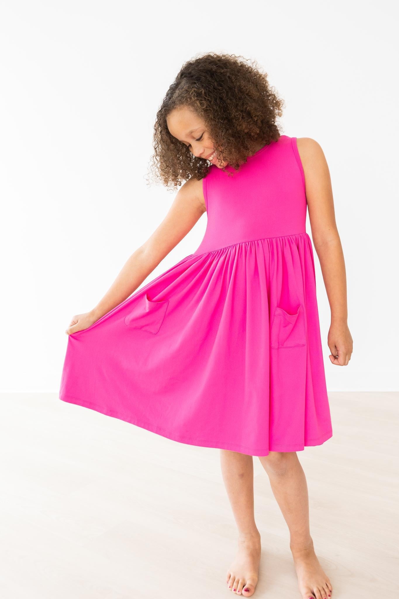 Mila & Rose:  Hot Pink Tank Pocket Twirl Dress