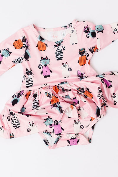 Mila & Rose:  Purr-fectly Spooky Twirl Bodysuit