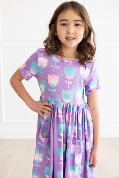 Mila & Rose:  Too Cool Tulips S/S Pocket Twirl Dress