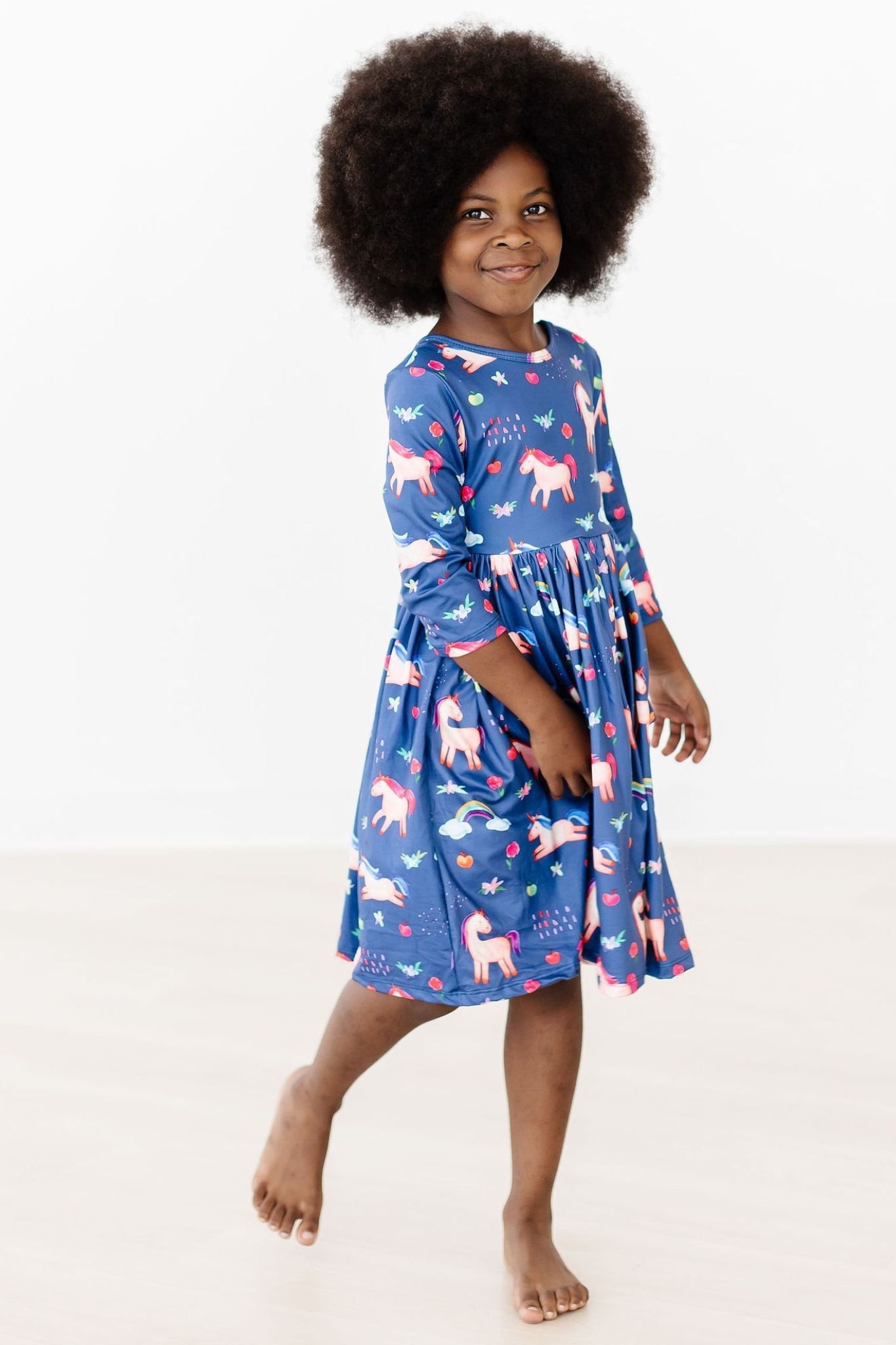 Mila & Rose:  Painted Skies 3/4 Sleeve Pocket Twirl Dress