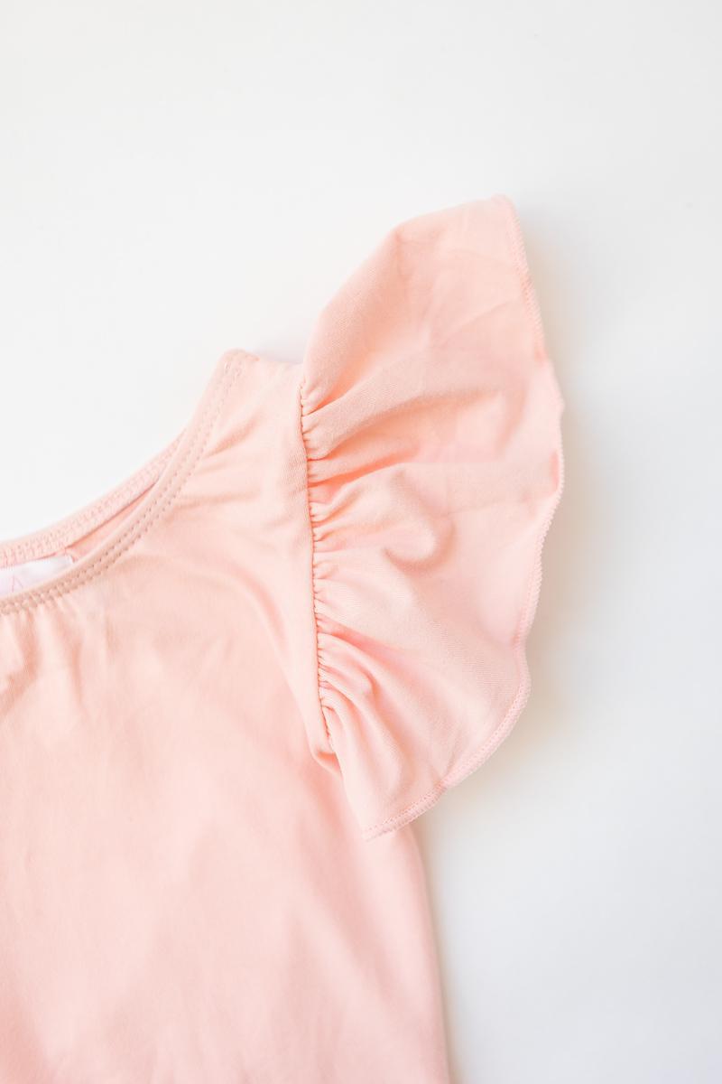 Mila & Rose:  Peach S/S Flutter Sleeve Leotard