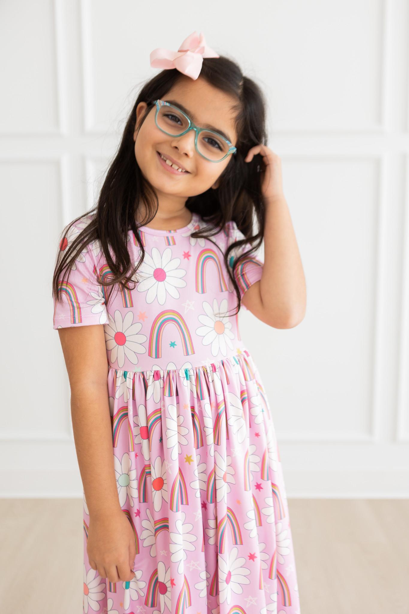 Mila & Rose:  Rainbow Daisies S/S Twirl Dress