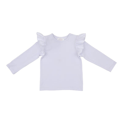 Mila & Rose:  White L/S Ruffle Tee