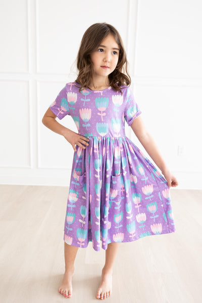 Mila & Rose:  Too Cool Tulips S/S Pocket Twirl Dress