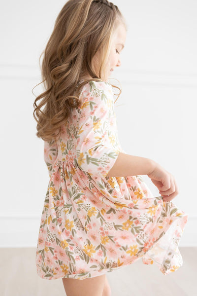 Mila & Rose:  Pretty Peachy 3/4 Sleeve Pocket Twirl Dress