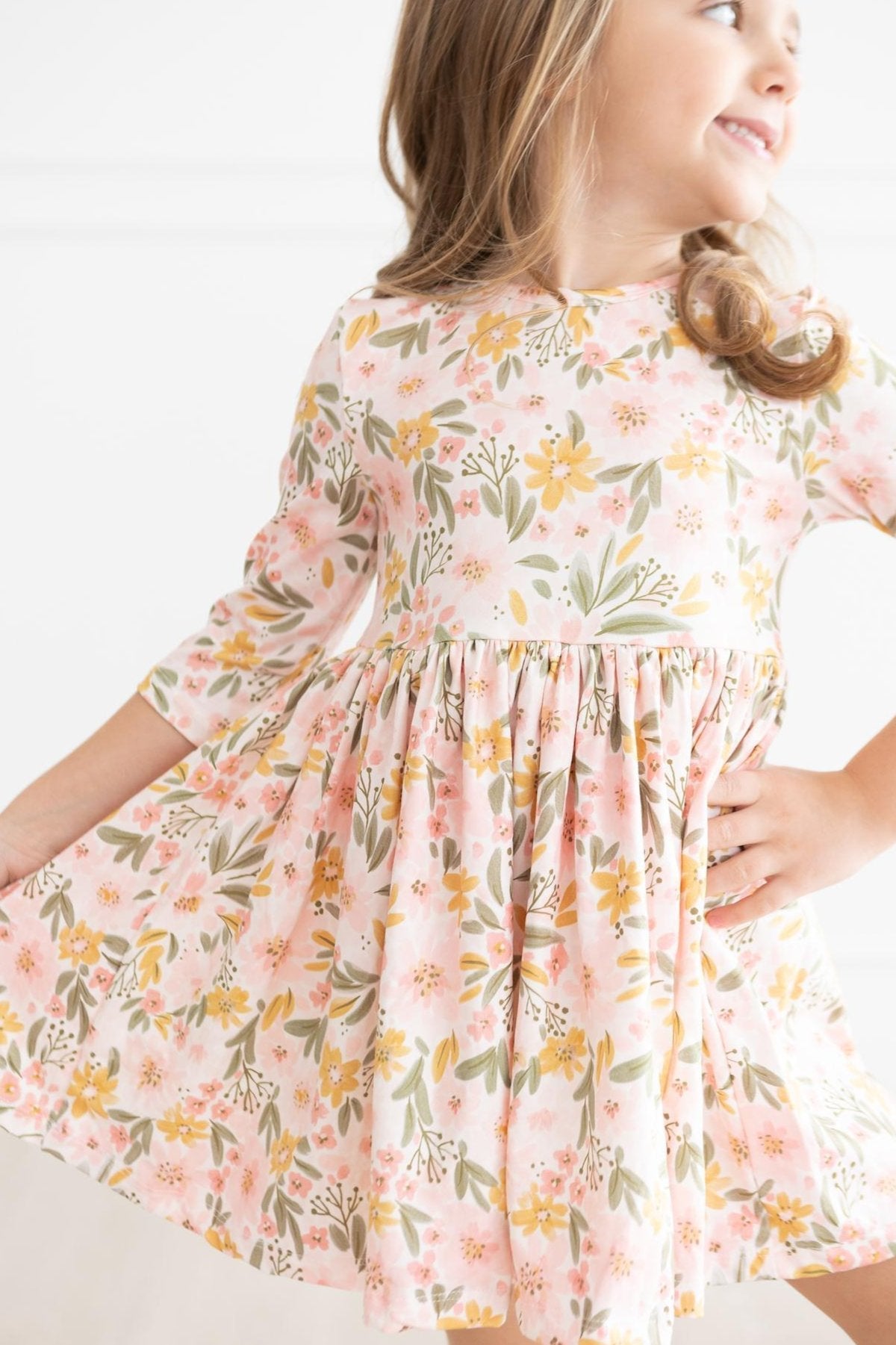 Mila & Rose:  Pretty Peachy 3/4 Sleeve Pocket Twirl Dress