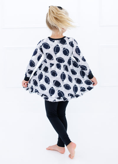 Birdie Bean Peplum Set: Graffiti Football Silver and Black