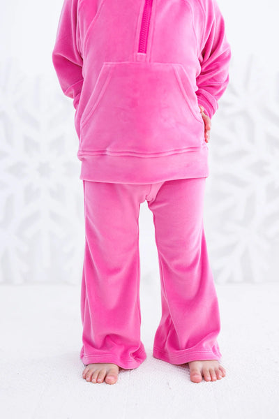 Birdie Bean Velvet Flare Jogger Set: Shocking Pink