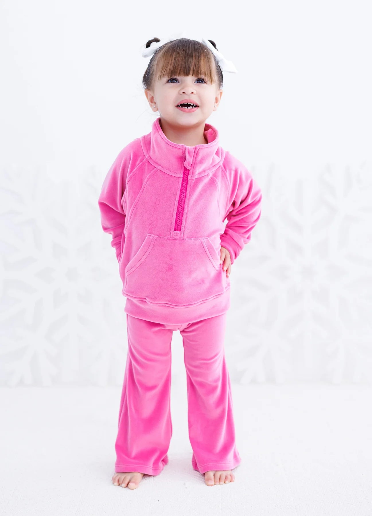 Birdie Bean Velvet Flare Jogger Set: Shocking Pink