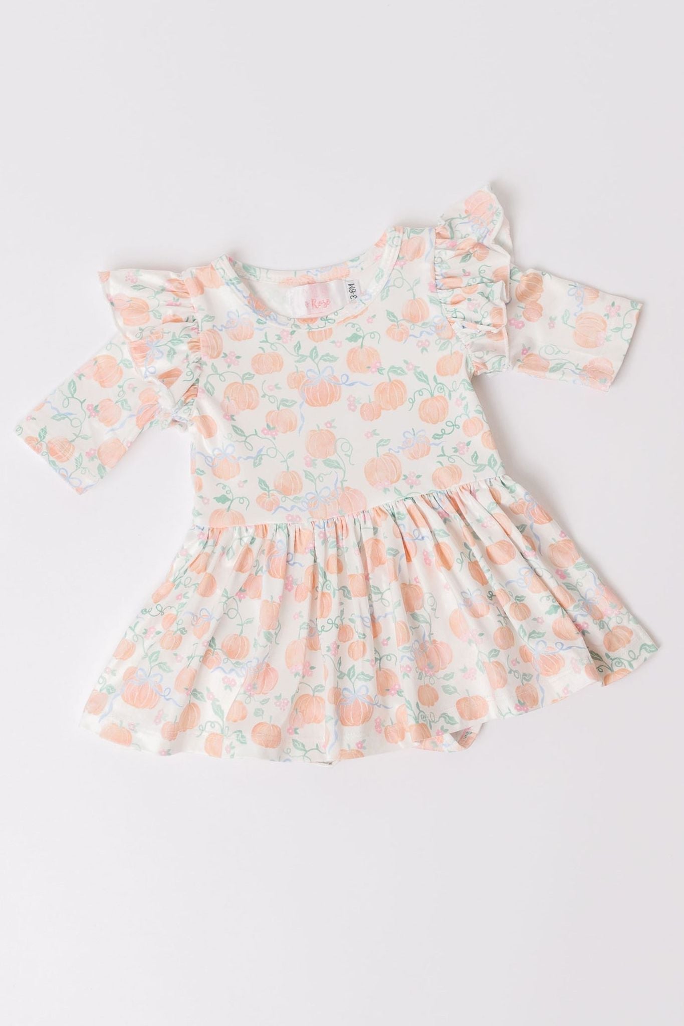 Mila & Rose:  Pretty Pumpkins Twirl Flutter Bodysuit