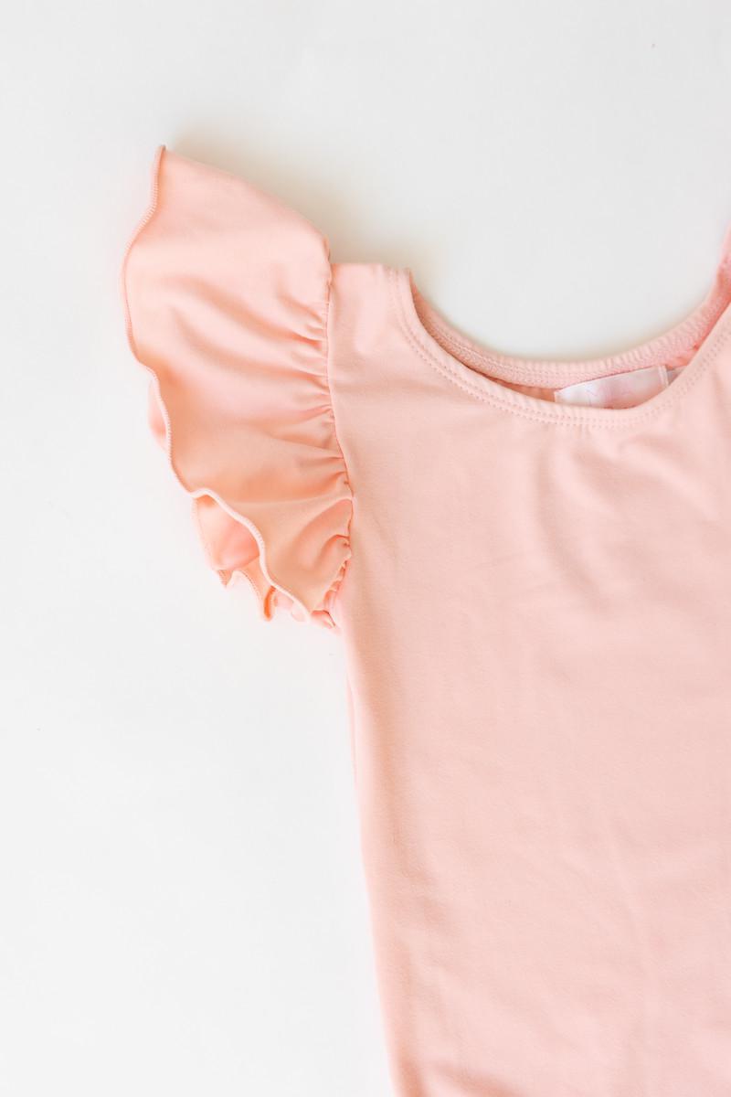 Mila & Rose:  Peach S/S Flutter Sleeve Leotard