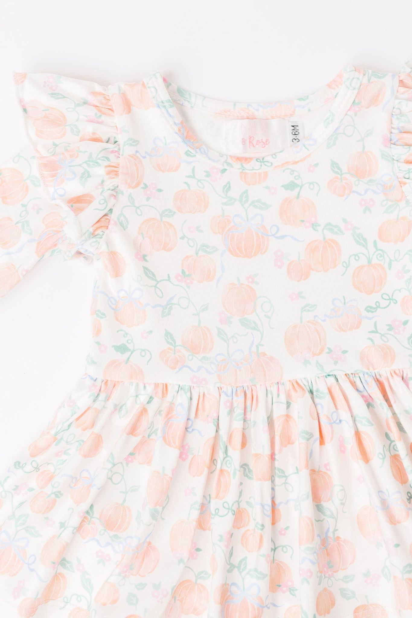 Mila & Rose:  Pretty Pumpkins Twirl Flutter Bodysuit