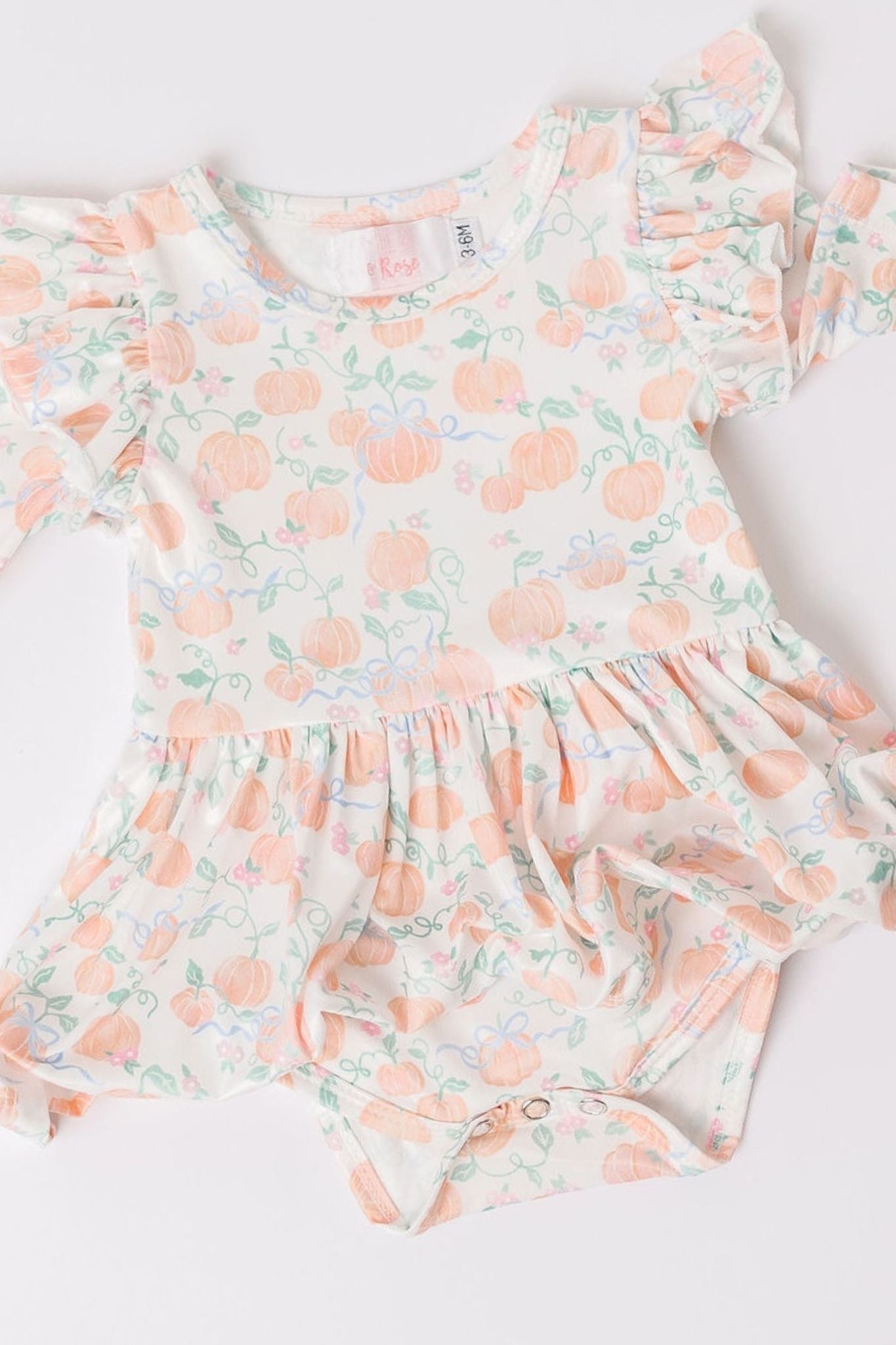 Mila & Rose:  Pretty Pumpkins Twirl Flutter Bodysuit