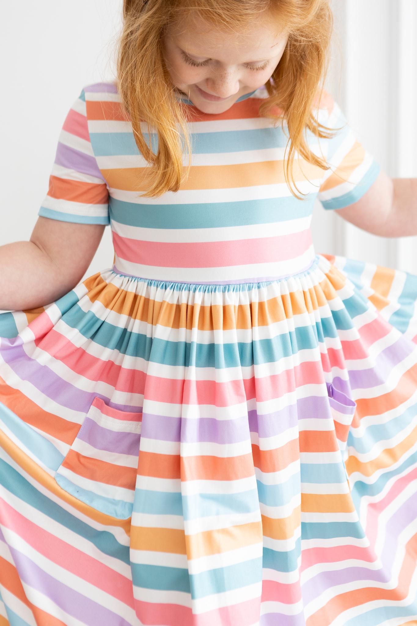 Mila & Rose:  Spring Stripes S/S Pocket Twirl Dress