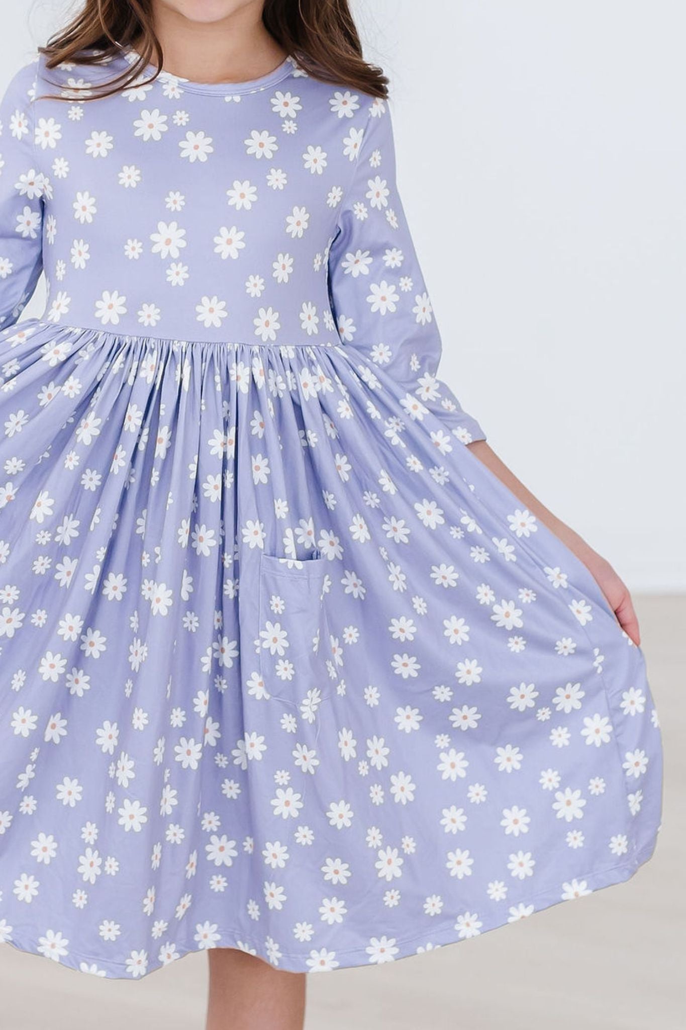 Mila & Rose:  Dainty Daisies 3/4 Sleeve Pocket Twirl Dress