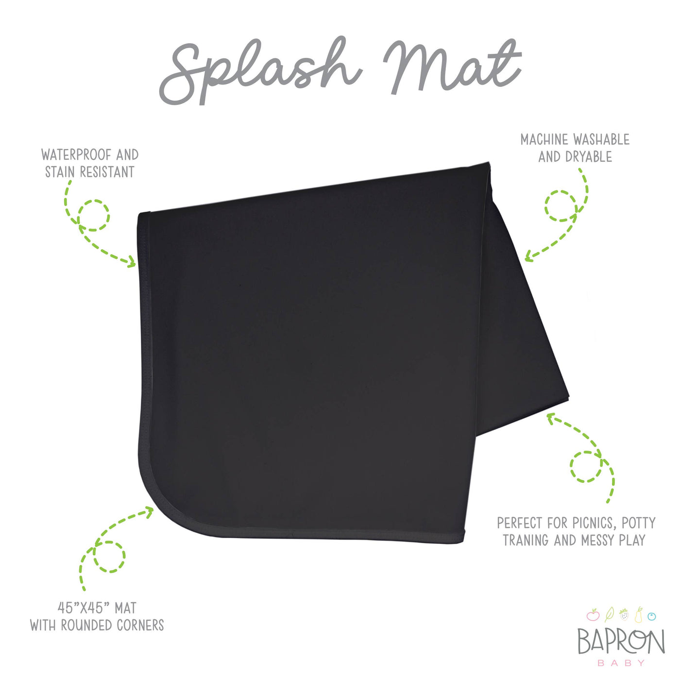 Bapron Splash Mat: Solid Black Minimalist