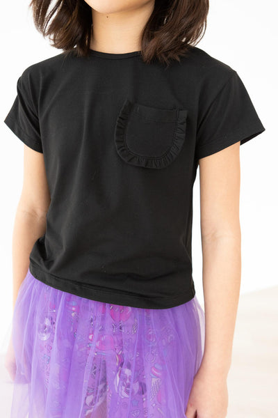 Mila & Rose:  Black Ruffle Pocket Tee